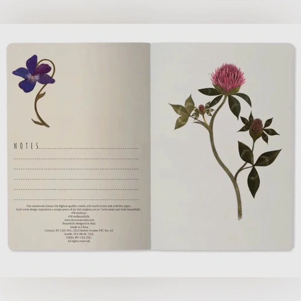 Bruno Visconti Soft Touch Symmetrical Flowers Floral Notebook Journal A5 NEW